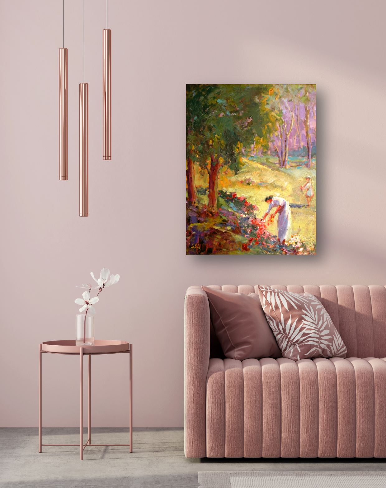 Picking Flowers Artist Enhanced Canvas Print by John Beard Collection - product image 2 for Resin Society