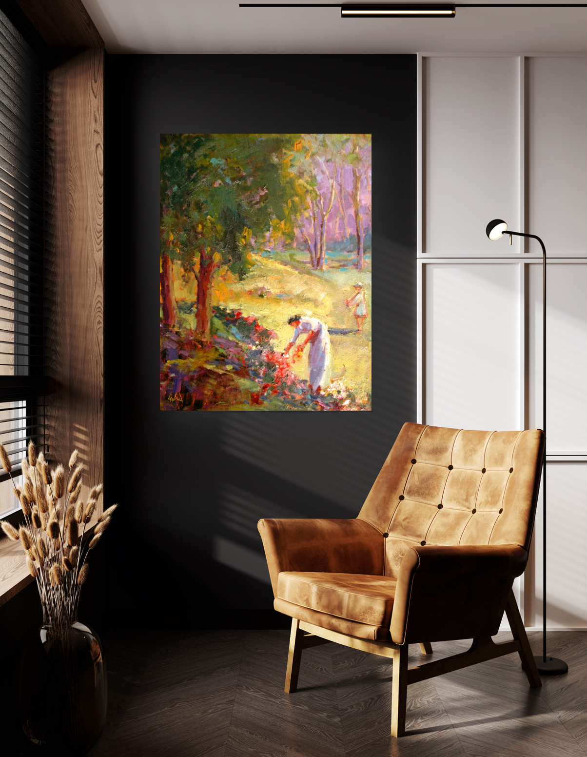 Picking Flowers Artist Enhanced Canvas Print by John Beard Collection - product image 3 for Resin Society