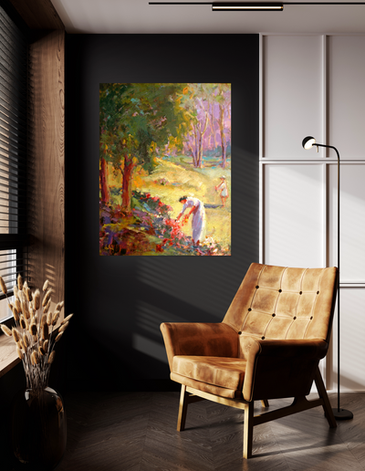 Picking Flowers Artist Enhanced Canvas Print by John Beard Collection - product image 3 for Resin Society