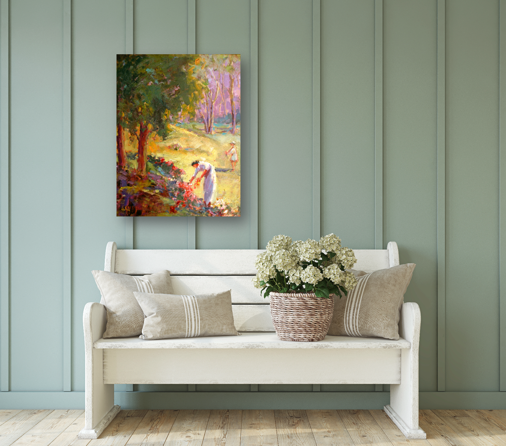 Picking Flowers Artist Enhanced Canvas Print by John Beard Collection - product image 4 for Resin Society