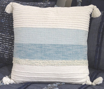 Elegant Large Throw Pillow 22x22 handloom woven on couch with tassels
