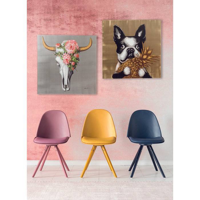 Picture Touched Dog with Pineapple 80x80cm