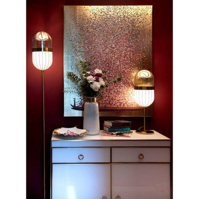 Canvas Picture Flower Boat Gold Pink 80x100cm
