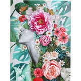 Picture Touched Flower Lady 120x90 - colorful portrait of jungle queen with flowers and butterflies on canvas