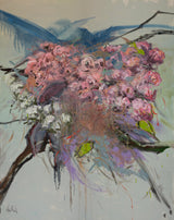 Pink Flowers Artist Enhanced Canvas Print by John Beard Collection - main product image for Resin Society