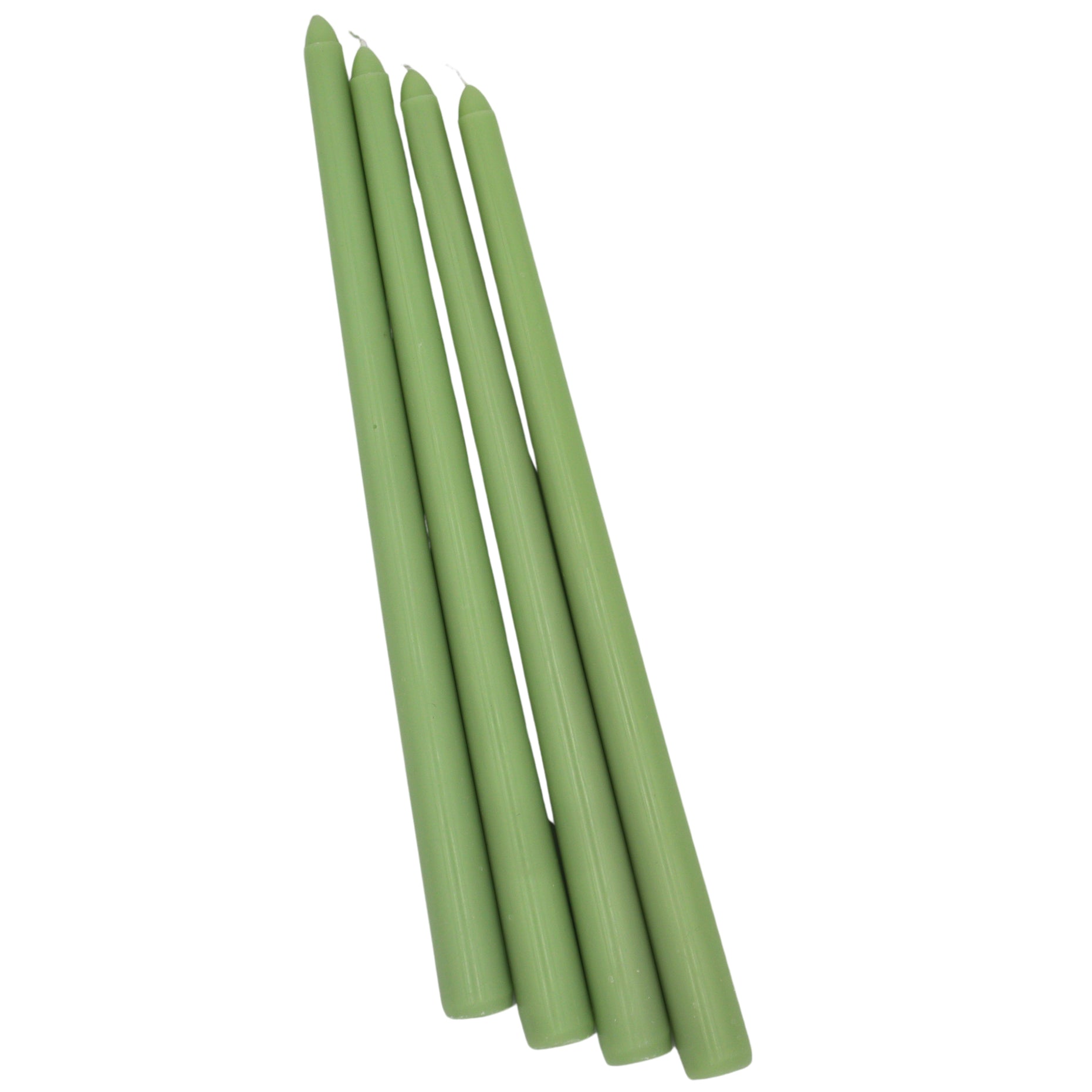 Extra Tall Pistachio Cream Taper Candle 4-pack arranged vertically with soft pastel green shades