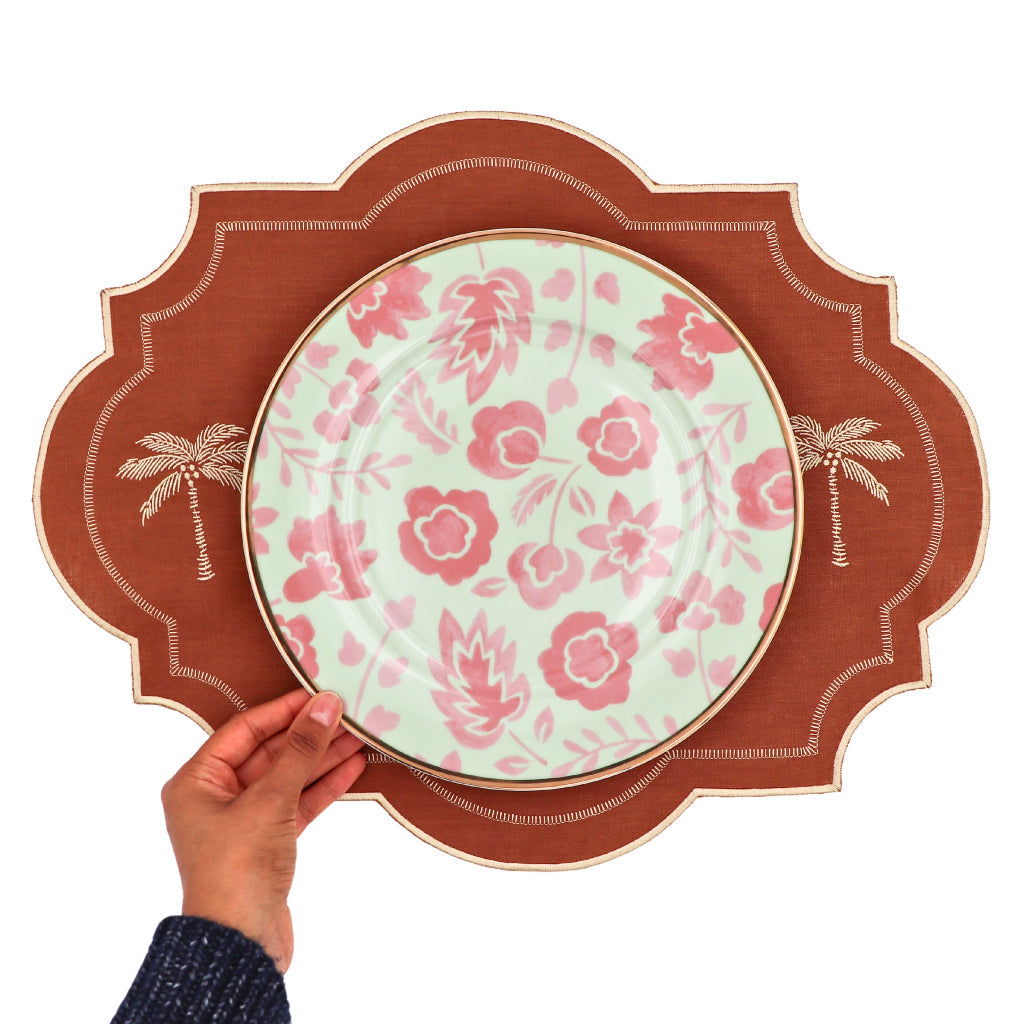Pistachio & Lychee Leaf Dinner Plate - Set of 4 (+1 Bonus Plate)