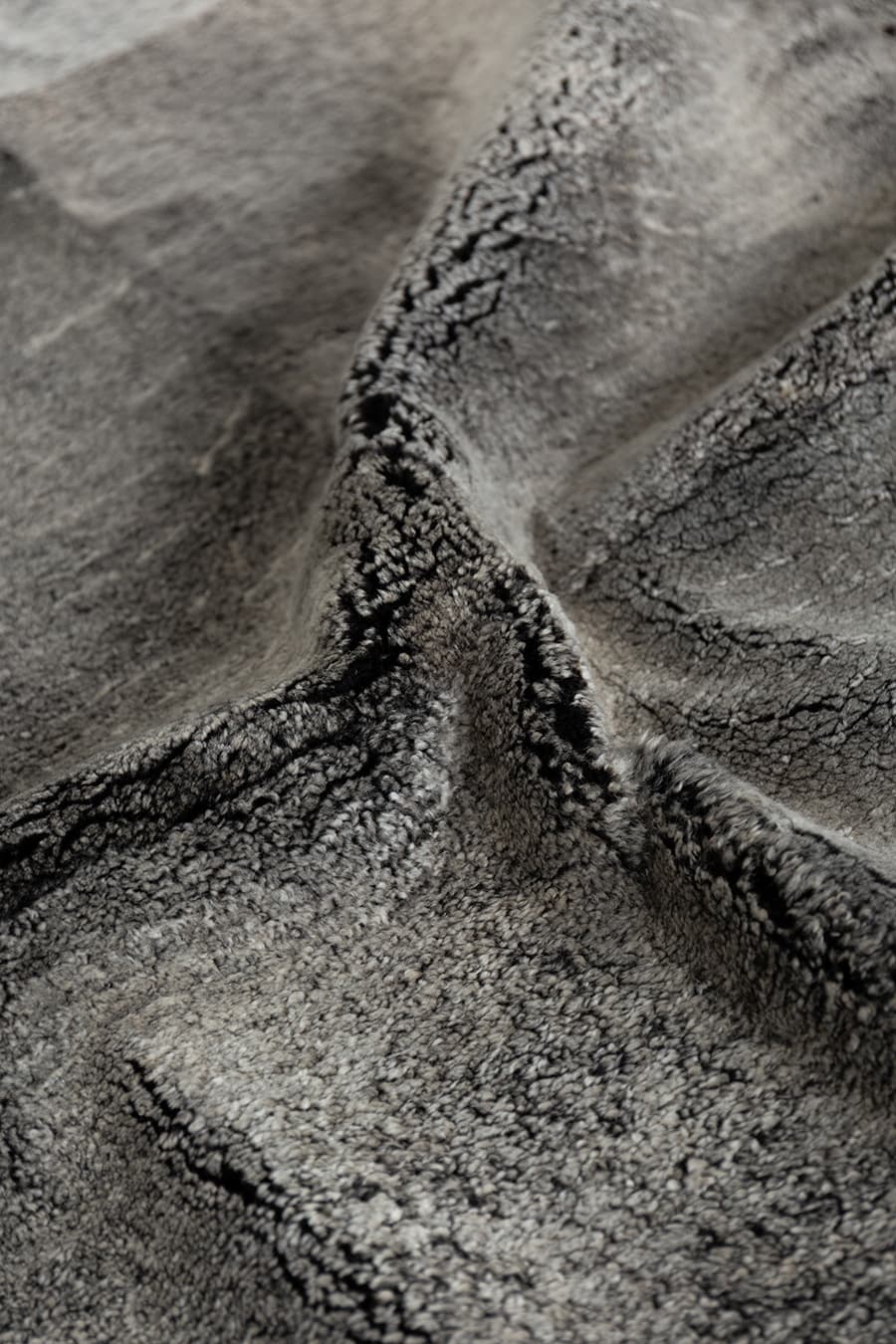 Plain Stacked - Charcoal Lambskin Rug by Homelosophy