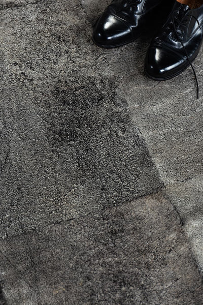 Plain Stacked - Charcoal Lambskin Rug by Homelosophy