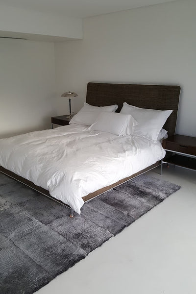 Plain Stacked - Charcoal Lambskin Rug by Homelosophy