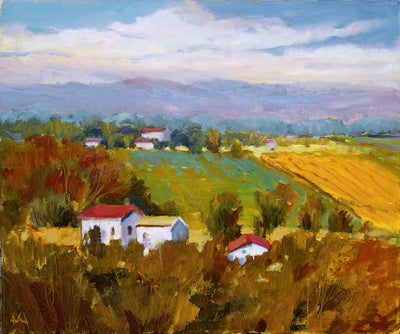 John Beard's Plowed Field artist enhanced canvas print showing abstract landscape with earth tones. Mounted canvas with wood stretcher bars.