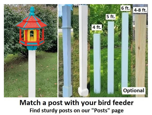 Amish handmade gazebo bird feeder in outdoor garden setting