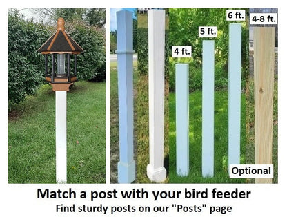 Premium Amish poly bird feeder with feeding tube in outdoor garden setting