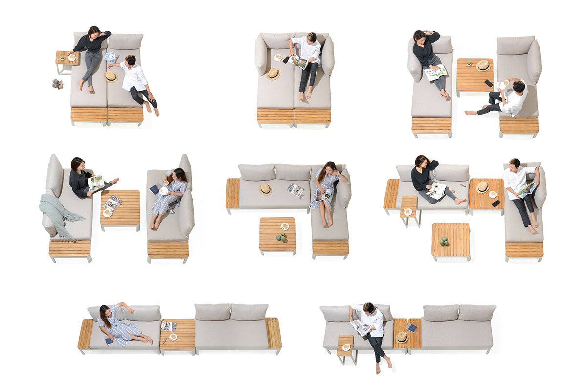 Portals Teak and Aluminum Modular Sofa 3pc Set by LifestyleGarden US - product image 7 for Resin Society