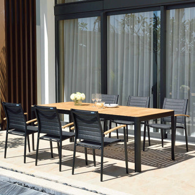 Portals Dark Lite FSC Teak Wood and Aluminum Rectangular Dining Set by LifestyleGarden US - product image 16 for Resin Society