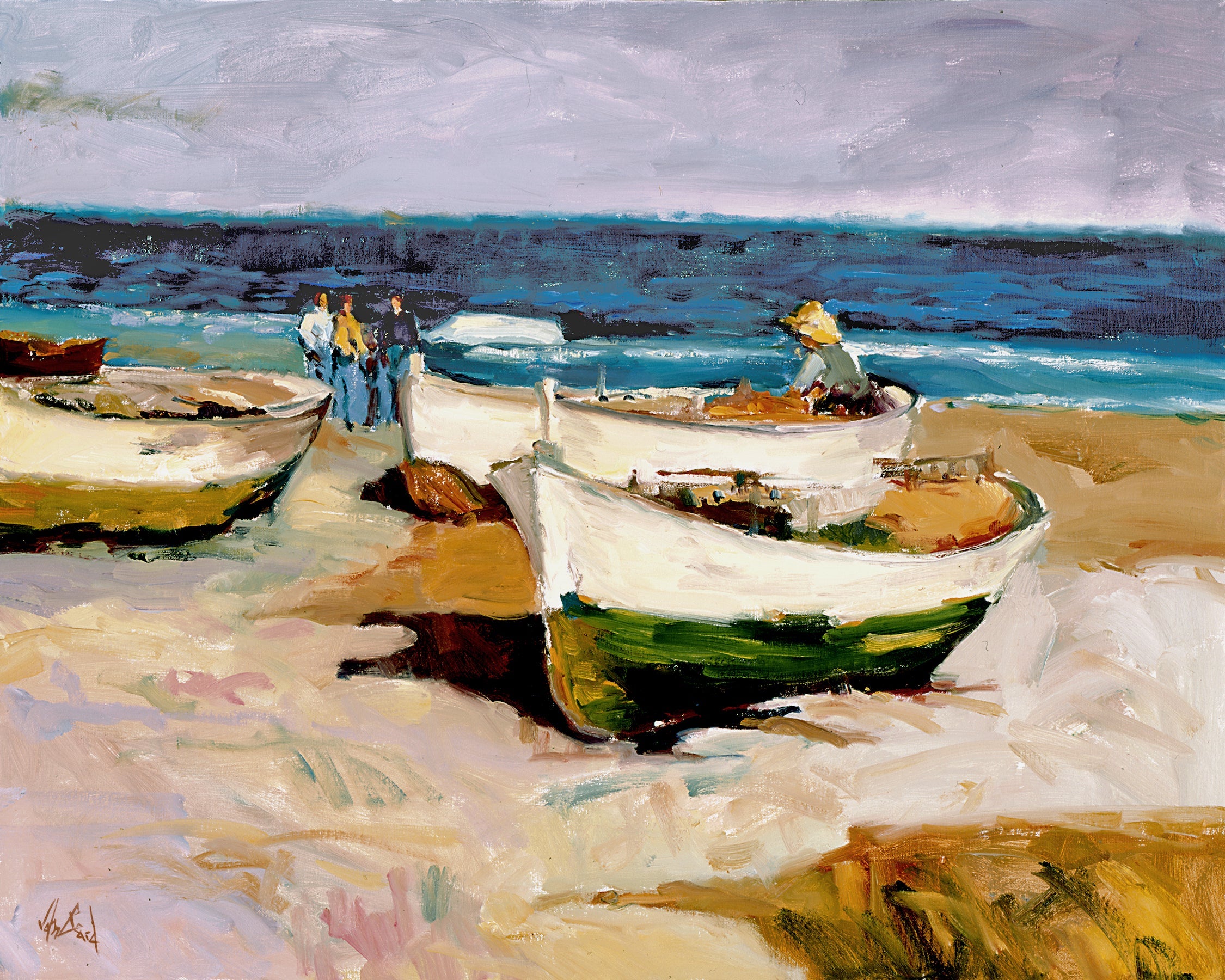 Portuguese Boats on Shore by John Beard Collection - main product image for Resin Society