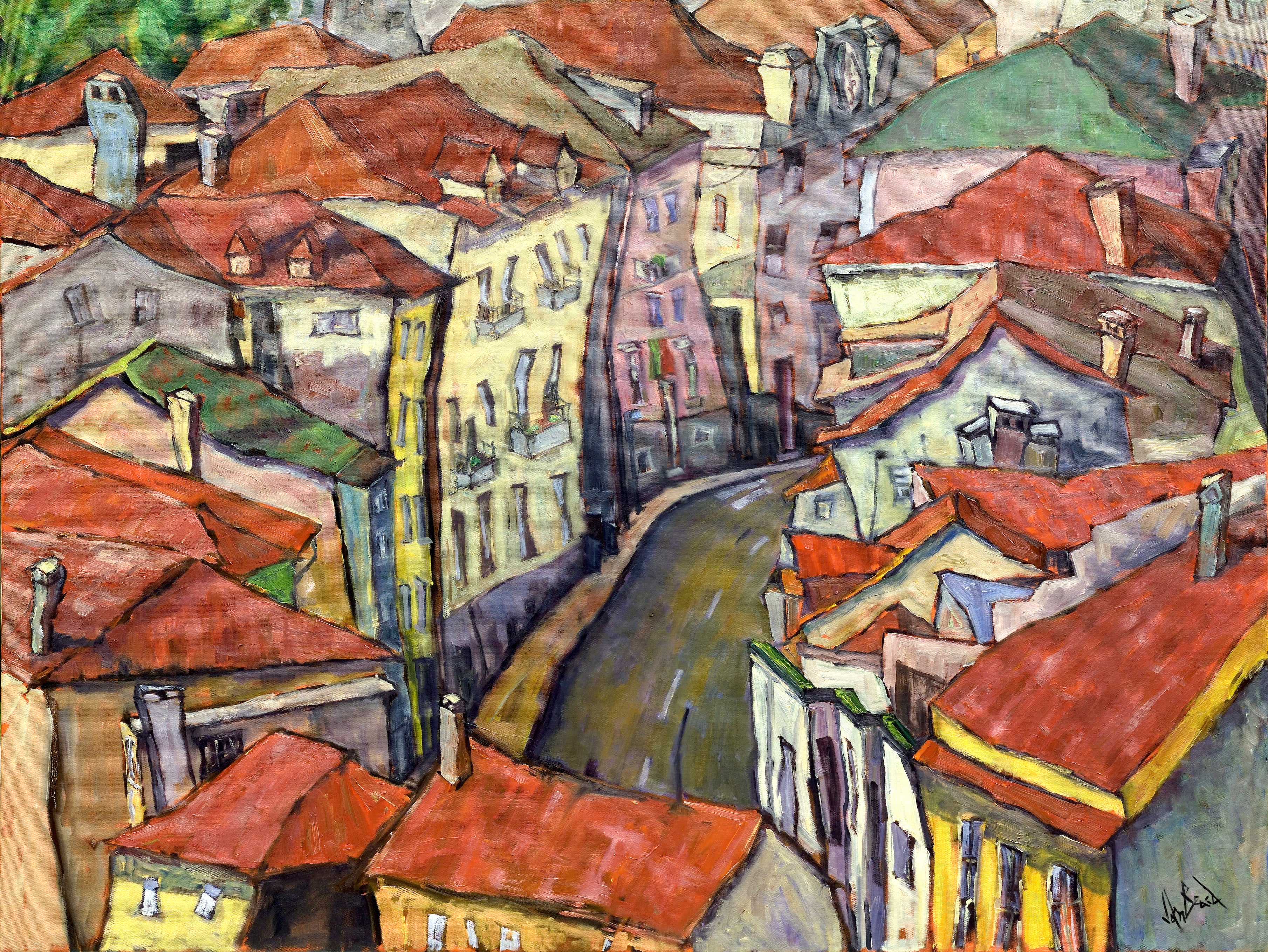 Portuguese Traffic Jam Artist Enhanced Canvas Print by John Beard Collection - main product image for Resin Society