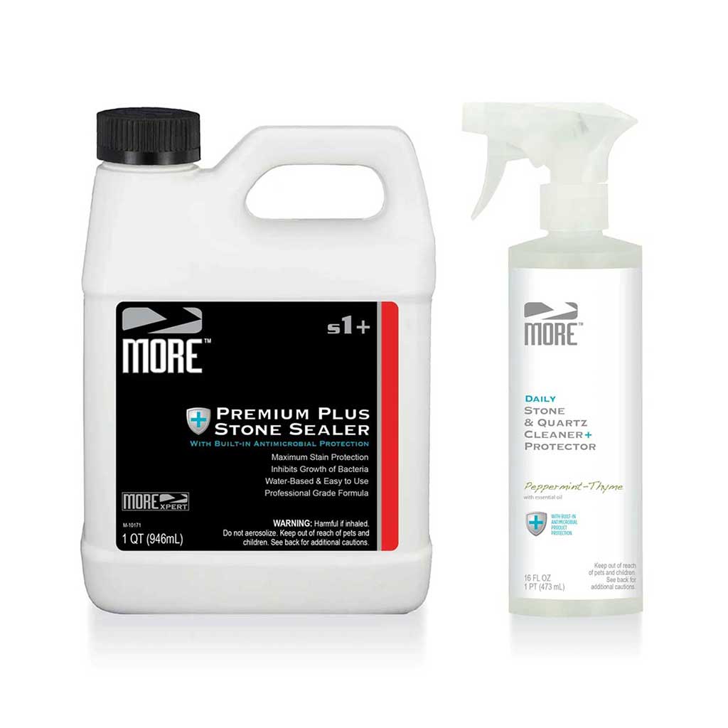 MORE Surface Care Premium Plus Starter Pack bundle with Stone & Quartz Cleaner and Premium Plus Stone Sealer