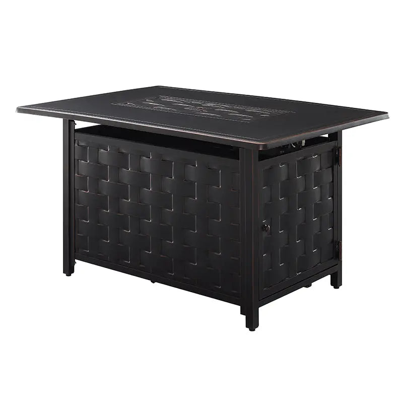Preston 44" Rectangular Basketweave Aluminum Convertible Gas Fire Pit by Fire Sense/Balkene Home - main product image for Resin Society