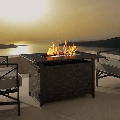Preston 44" Rectangular Basketweave Aluminum Convertible Gas Fire Pit by Fire Sense/Balkene Home - product image 2 for Resin Society