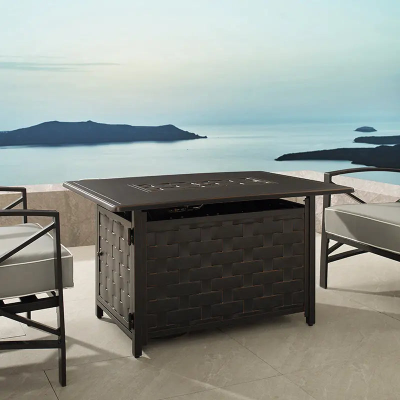 Preston 44" Rectangular Basketweave Aluminum Convertible Gas Fire Pit by Fire Sense/Balkene Home - product image 4 for Resin Society