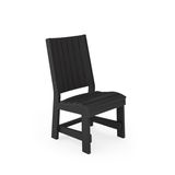 SoPoly Callaway Armless Table Chair in outdoor setting showing slim armless design and wood grain texture