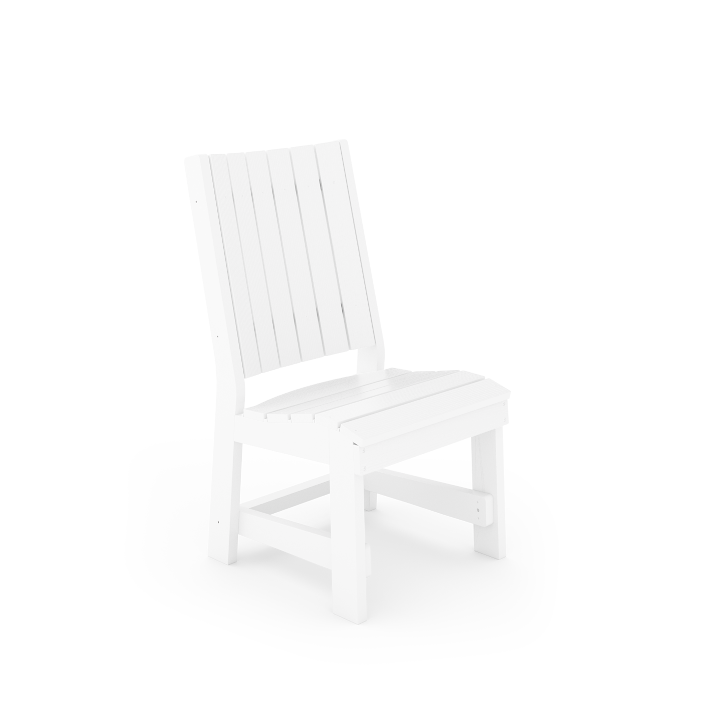 SoPoly Callaway Armless Table Chair in outdoor setting showing slim armless design and wood grain texture