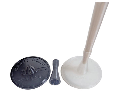 King Craft Cone Filler & Packing Tool Kit showing filler, packing stick, and king-sized cone in clear and black colors