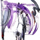 Purple and Black II abstract artwork featuring shades of purple and black in an enhanced canvas print by John Beard, displayed in a room.
