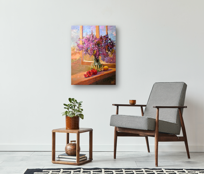 Purple Flowers Artist Enhanced Canvas Print by John Beard Collection - product image 3 for Resin Society