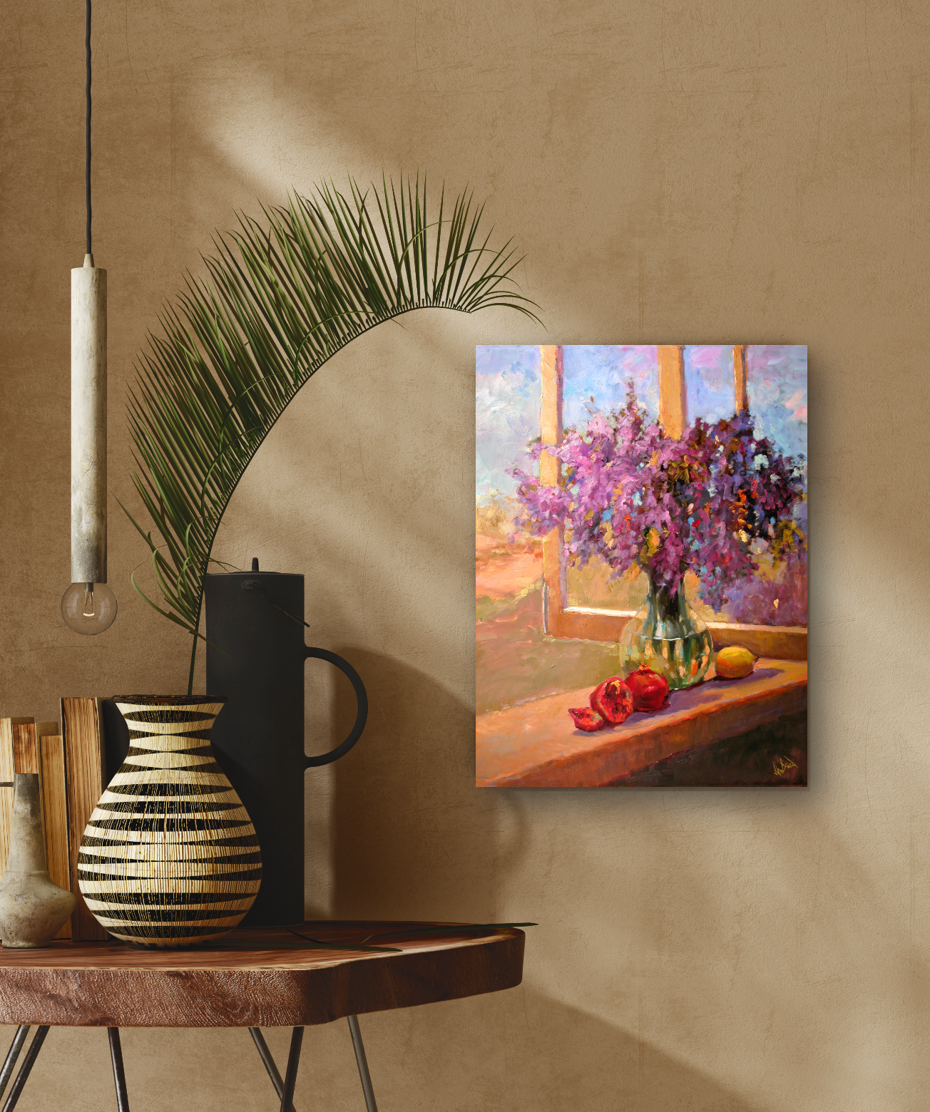 Purple Flowers Artist Enhanced Canvas Print by John Beard Collection - product image 4 for Resin Society
