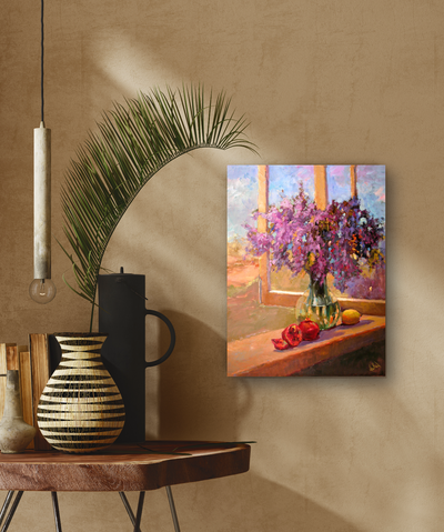 Purple Flowers Artist Enhanced Canvas Print by John Beard Collection - product image 4 for Resin Society