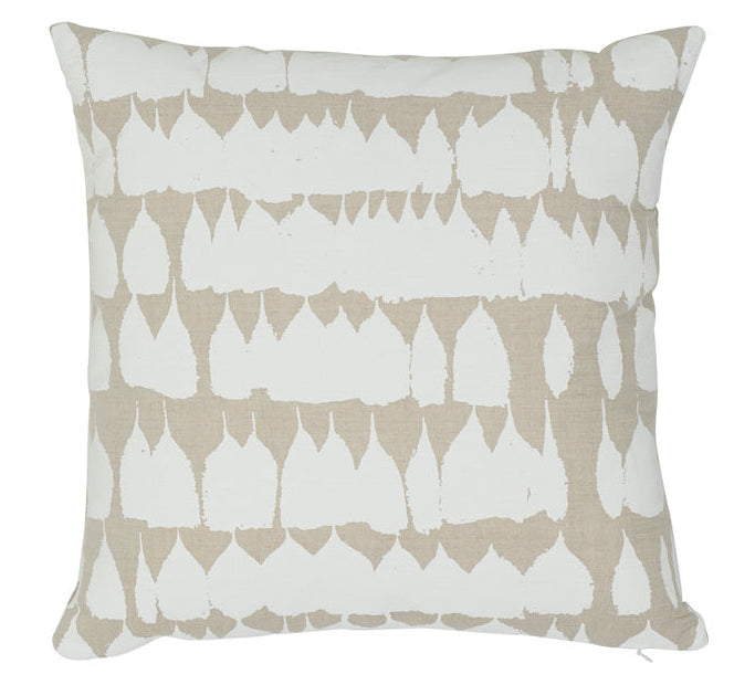 Queen of Spain Pillow Cover showing printed front and natural ivory linen back