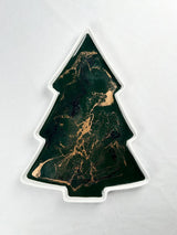 Tree-shaped ceramic tray with hand-poured resin design in Northern Lights color