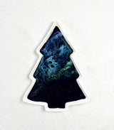Tree-shaped ceramic tray with hand-poured resin design in Northern Lights color