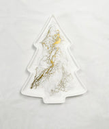 Tree-shaped ceramic tray with hand-poured resin design in Northern Lights color