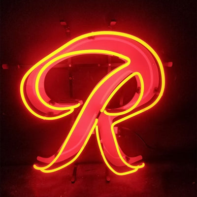 Rainier Runner Beer Neon Sign with glowing neon glass tubes on an acrylic printed backing