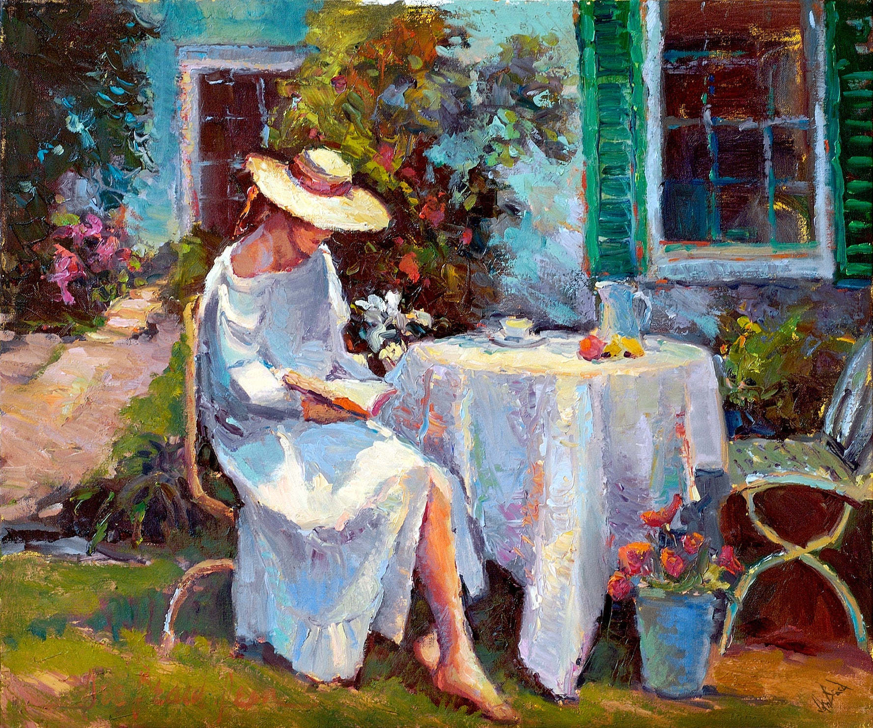 Reading in the Garden by John Beard Collection - main product image for Resin Society