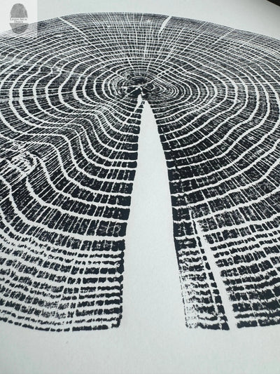 Red Oak Tree Ring Print – Spartanburg County, SC – 18x24 Original Signed Woodcut