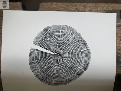 Red Oak Tree Ring Print – Spartanburg County, SC – 18x24 Original Signed Woodcut