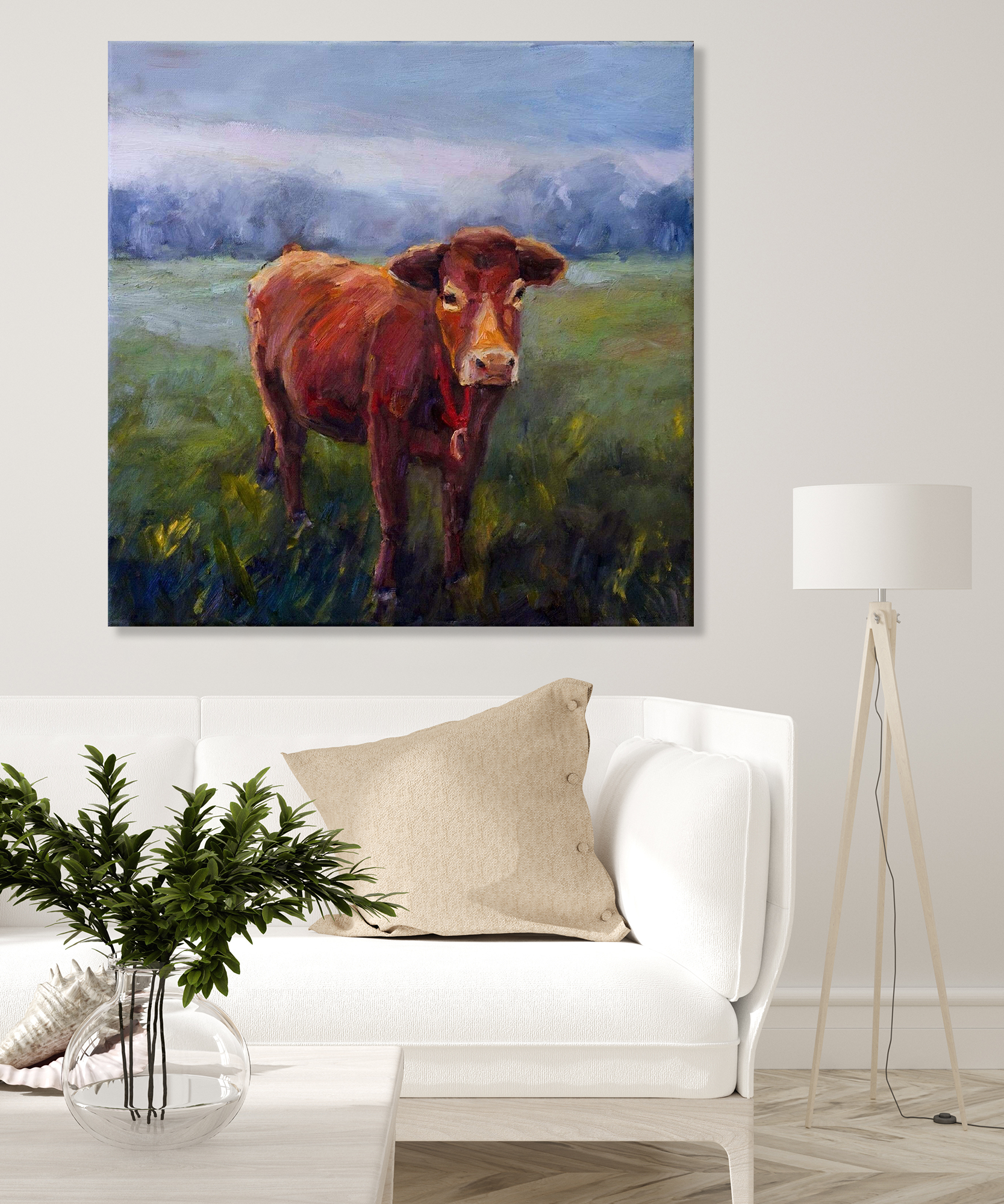 Red Cow Bell Artist Enhanced Canvas Print by John Beard Collection - product image 3 for Resin Society