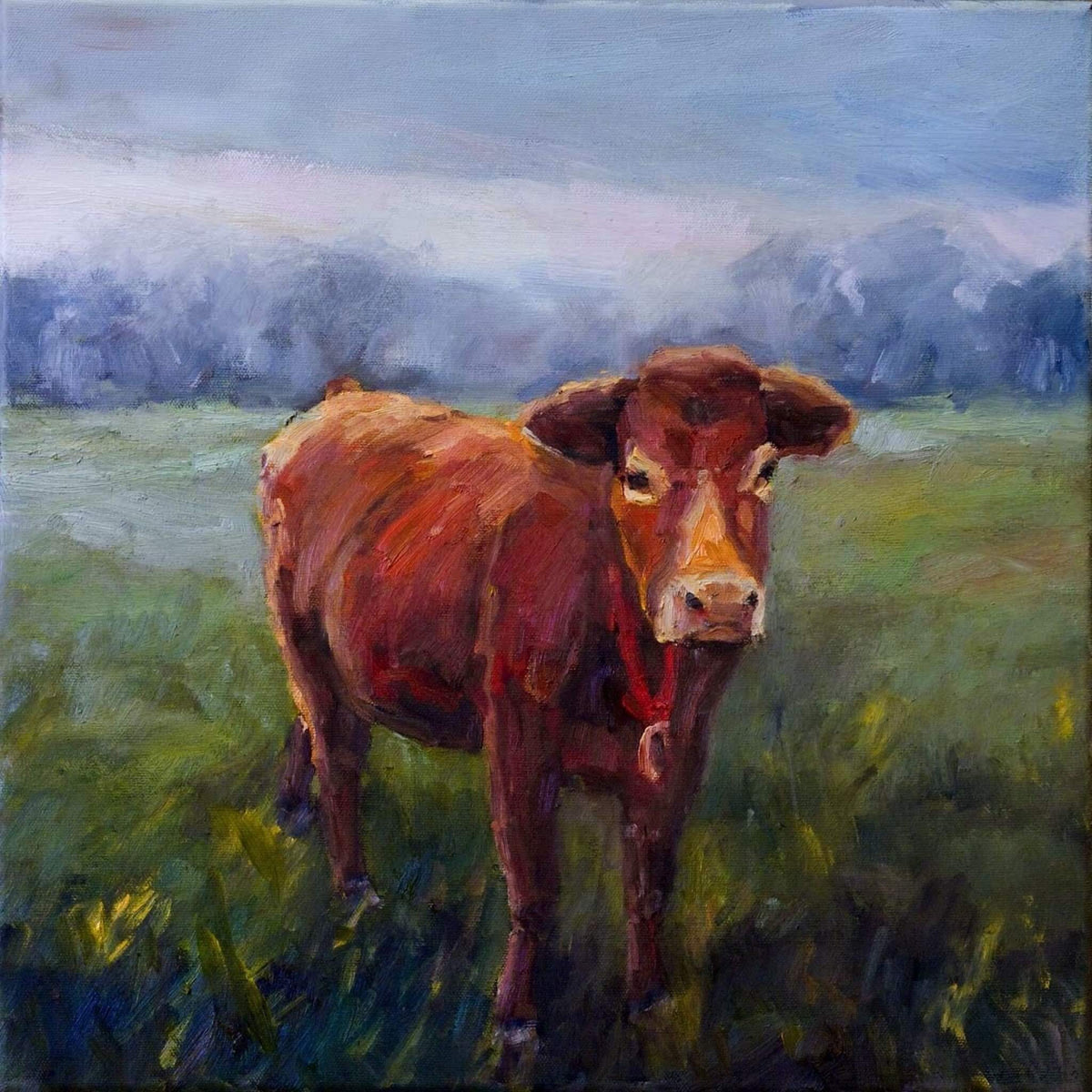 Red Cow Bell Artist Enhanced Canvas Print by John Beard Collection - main product image for Resin Society