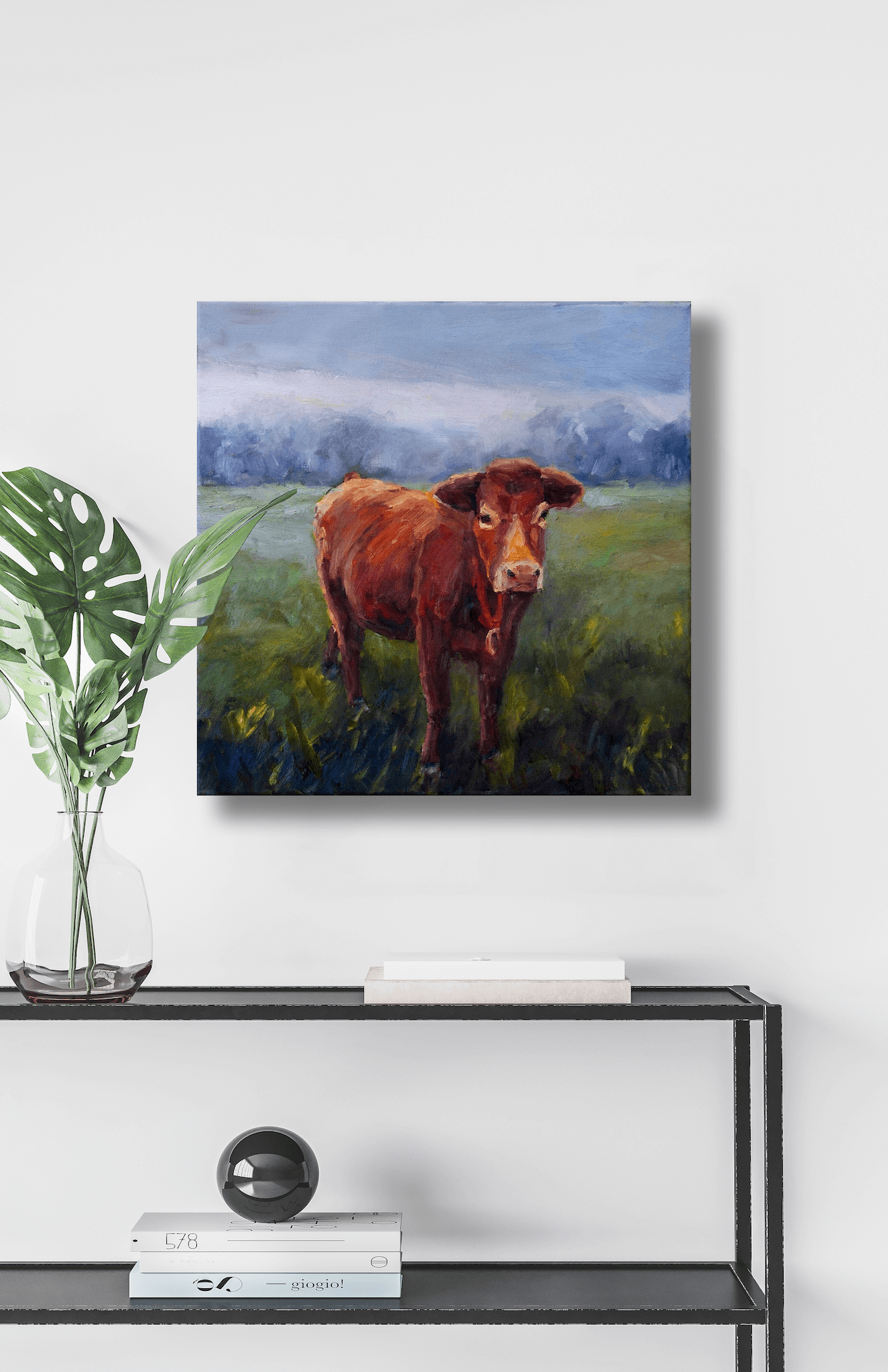 Red Cow Bell Artist Enhanced Canvas Print by John Beard Collection - product image 4 for Resin Society