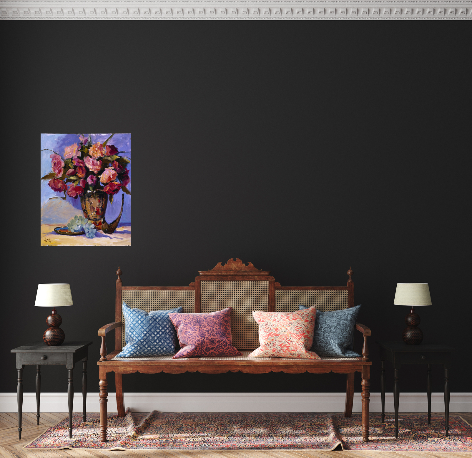 Red Roses Artist Enhanced Canvas Print by John Beard Collection - product image 2 for Resin Society