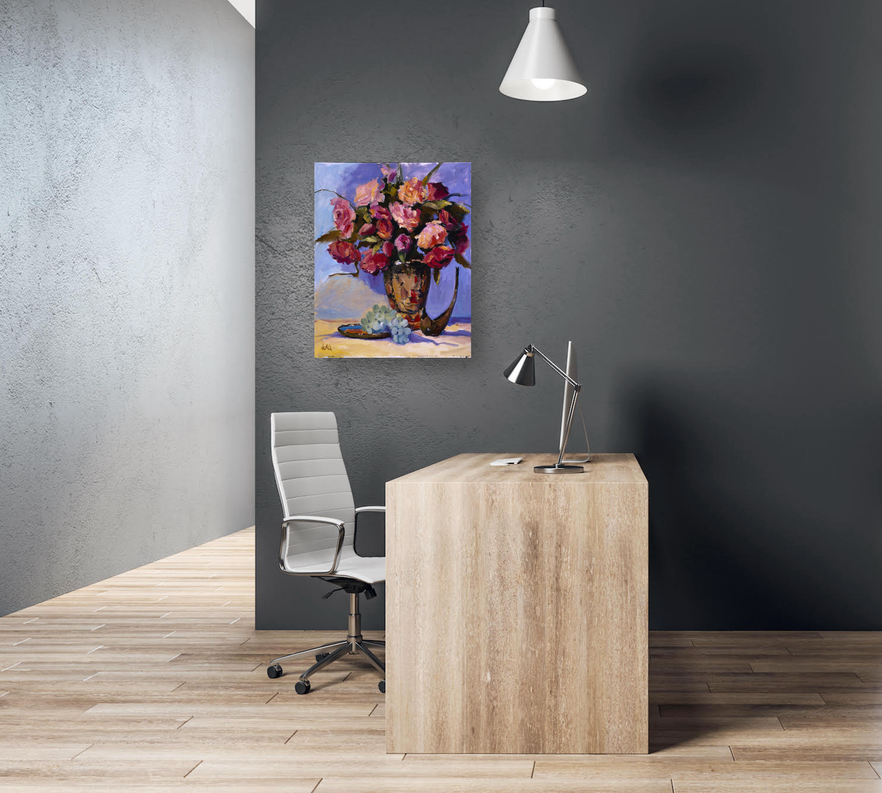 Red Roses Artist Enhanced Canvas Print by John Beard Collection - product image 3 for Resin Society