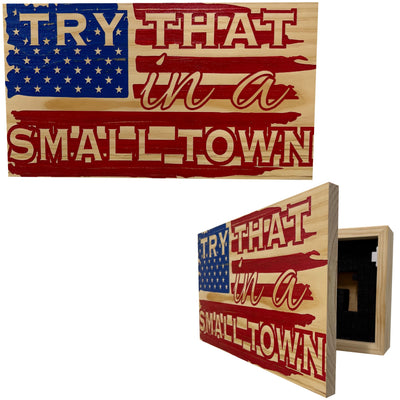 American Flag Try That In A Small Town Decorative and Secure Gun Cabinet by Bellewood Designs - main product image for Resin Society
