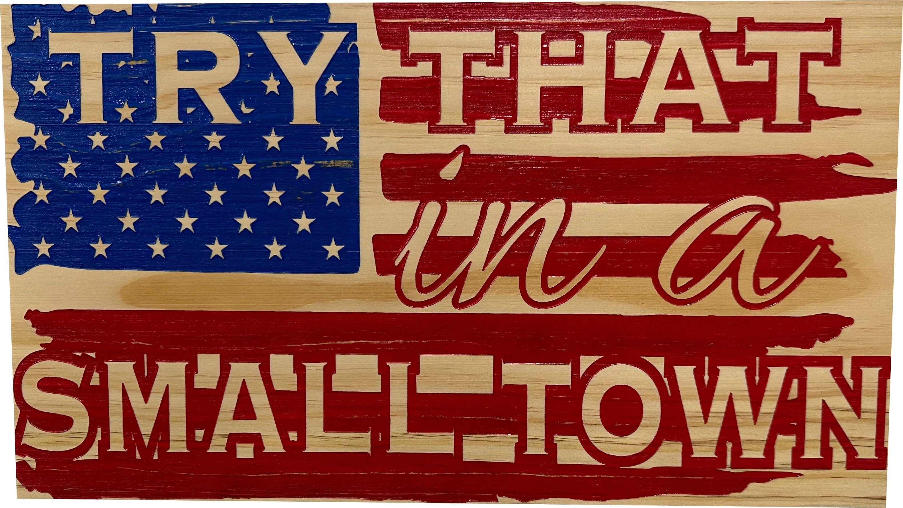 American Flag Try That In A Small Town Decorative and Secure Gun Cabinet by Bellewood Designs - product image 2 for Resin Society