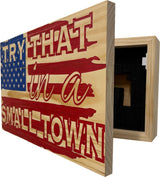 American Flag Try That In A Small Town Decorative and Secure Gun Cabinet by Bellewood Designs - product image 4 for Resin Society