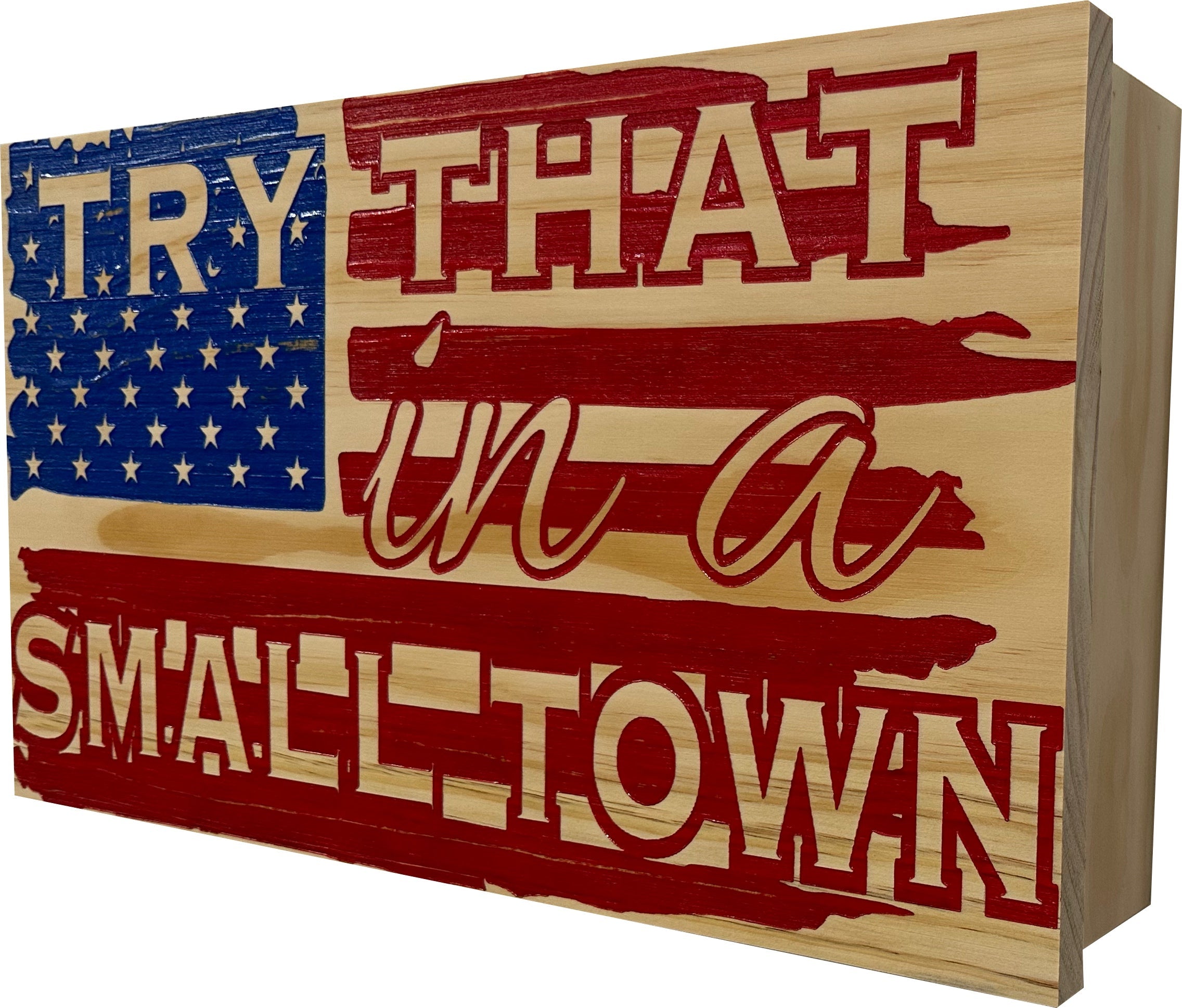 American Flag Try That In A Small Town Decorative and Secure Gun Cabinet by Bellewood Designs - product image 8 for Resin Society