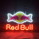 Red Bull Sport Drink Neon Sign illuminated against a dark background